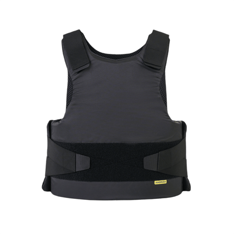 Anorak Rhodium® Concealable II stikk- og skuddsikker vest, svart rip-stop yttermateriale, diskret og beskyttende, nivå Level IIIA sikkerhetsstandard.