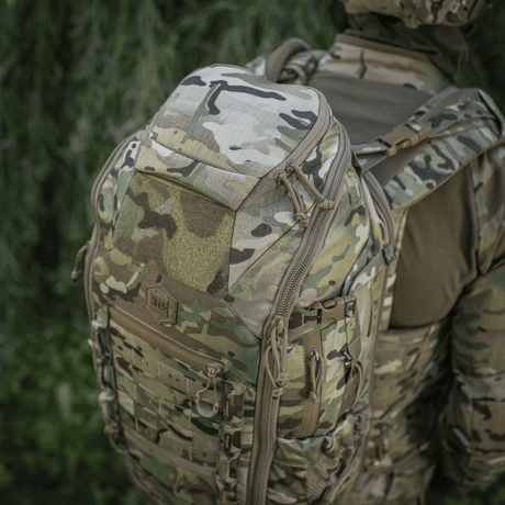 M-Tac Rygsæk Gen. III Elite – Small i multicam Cordura 500D/1000D med modulært MOLLE-system og ergonomisk design, vist i galleri posisjon 1.