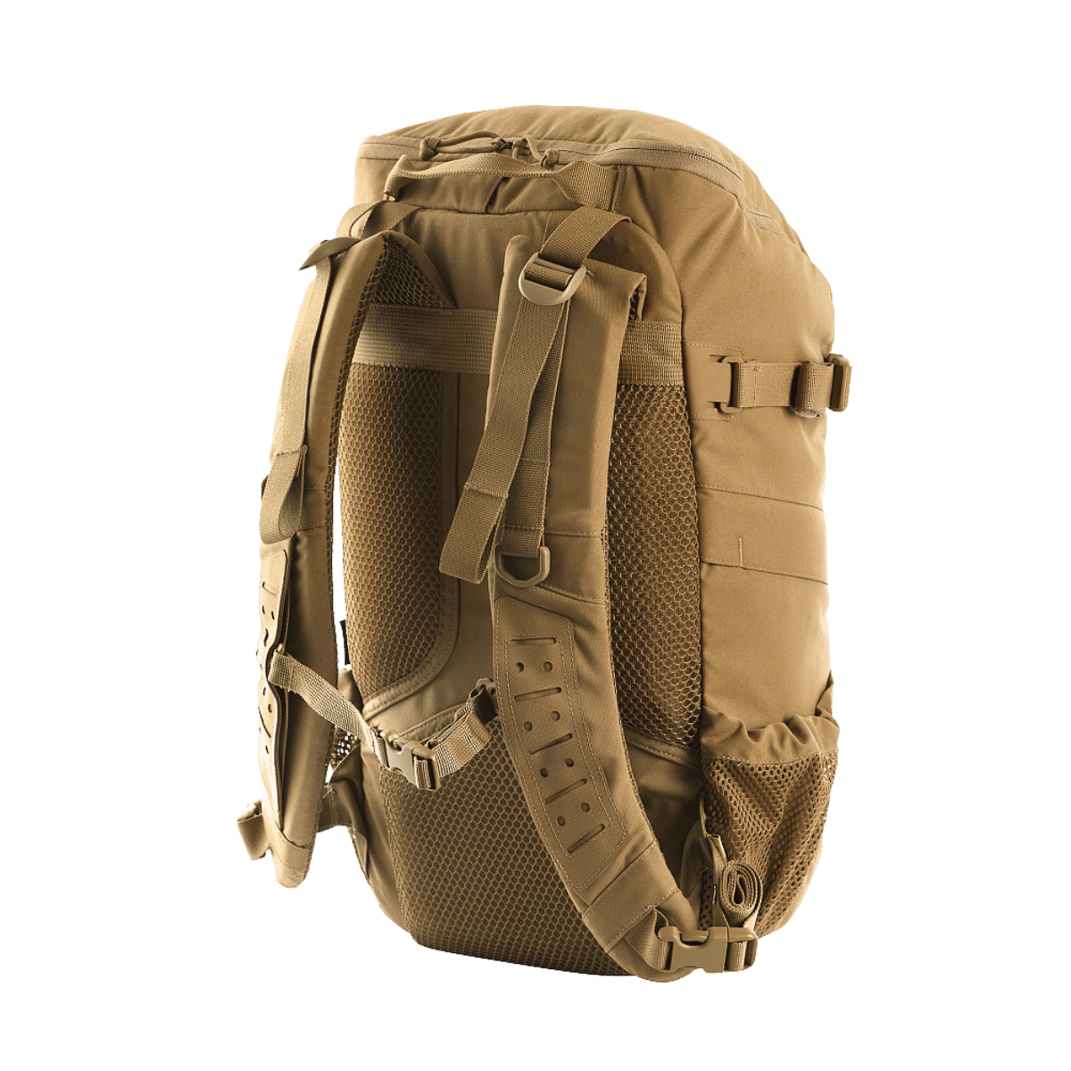 M-Tac Rygsæk Gen. II Elite – Small i brun med MOLLE-paneler og mesh-lommer til sikker oppakning og praktisk pakning.