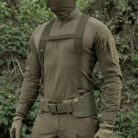 M-Tac skulderstropper for taktisk belte Elite i olive drab med tett MIL-SPEC webbing og justerbar lengde, galleri posisjon 1.