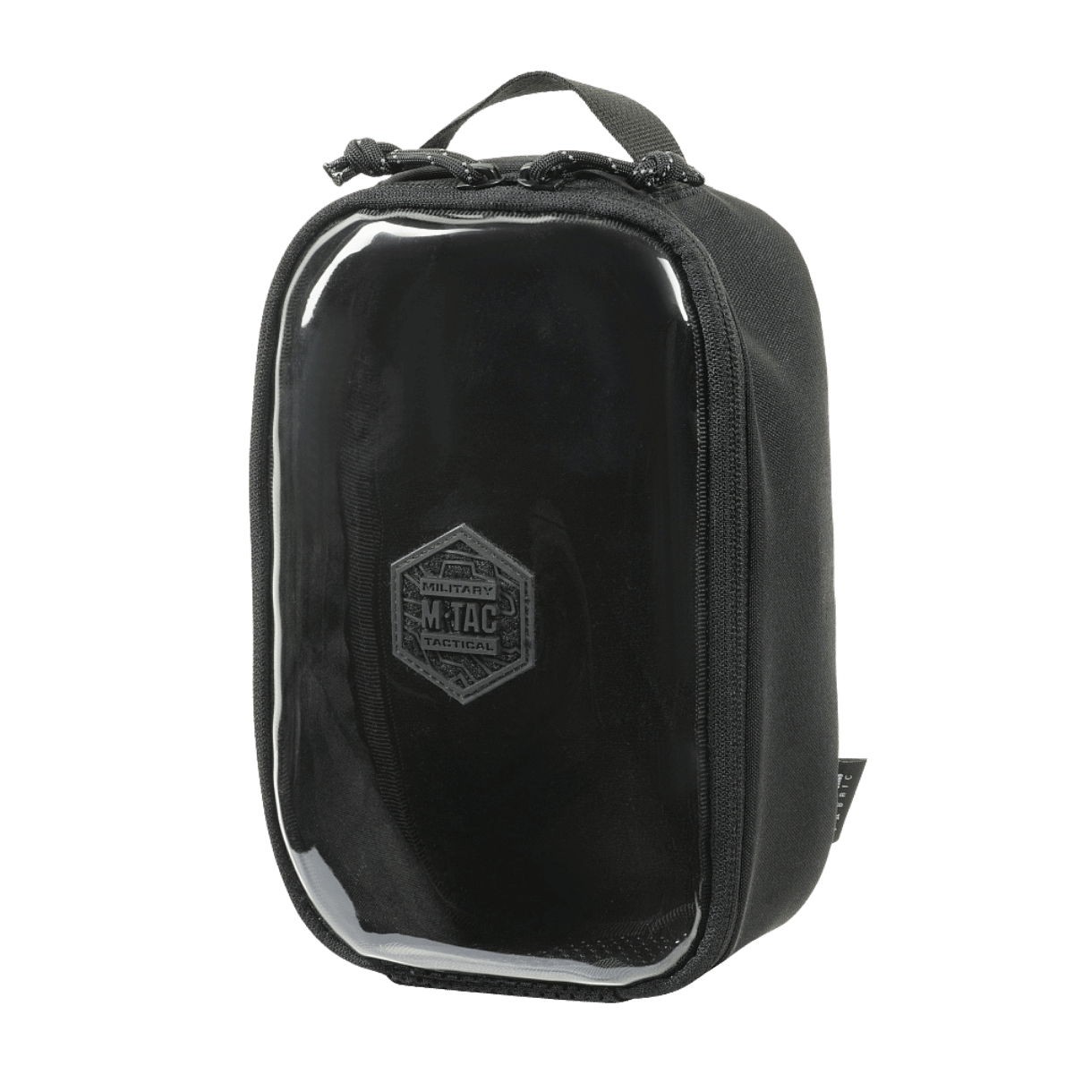 M-Tac Utility Organizer Transparent Elite Small Gen. II i slidstærk Cordura 500D med gennemsigtig PVC-frontpanel, ideel til EDC-udstyr.