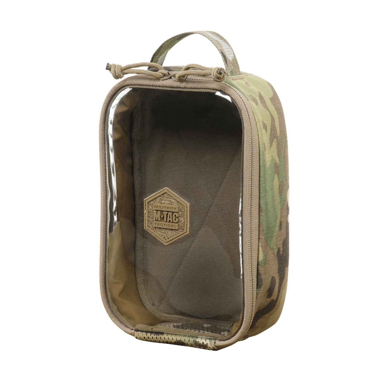 M-Tac Utility Organizer Transparent Elite Small Gen. II i holdbart Cordura 500D med gennemsigtigt PVC frontpanel til EDC-udstyr.