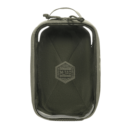 M-Tac Utility Organizer Transparent Elite Small Gen. II i olivengrønn med klar front, slitesterkt materiale og NIJ-sertifisering, galleri posisjon 1