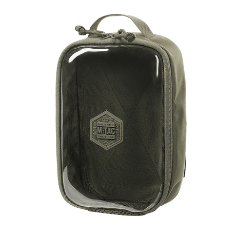 M-Tac Utility Organizer Transparent Elite Small Gen. II i olivengrønn med klar front, slitesterkt materiale og NIJ-sertifisering, galleri posisjon 1