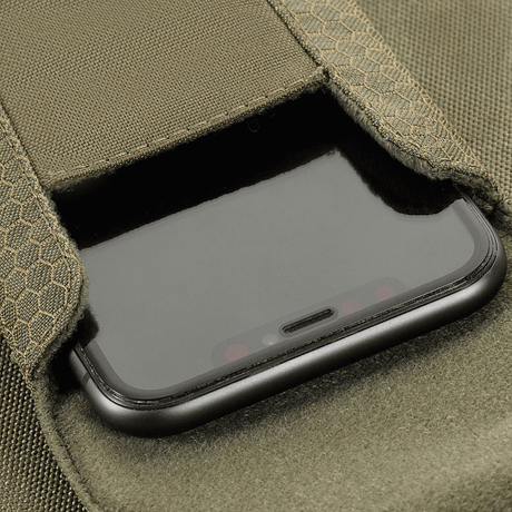 M-Tac Smartphone-veske Elite Medium Hex i olivengrønn med hexagonalt mønster, robust Cordura-materiale og NIJ-sertifisering, galleri posisjon 1.