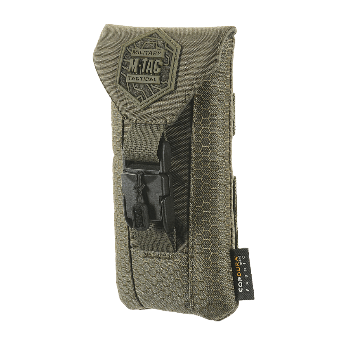 M-Tac Smartphone Taske Elite Medium Hex i sort CORDURA HEX 1000D, stilfuld og holdbar til sikker opbevaring af smartphones op til 5,8 tommer.