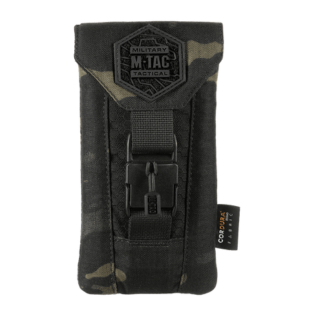 M-Tac Smartphone-veske Elite Medium Hex i sort camouflagemønster med robust Cordura-materiale og NIJ-sertifisering, galleri posisjon 1.