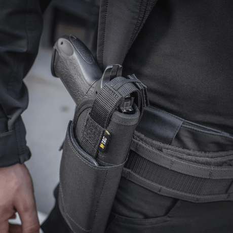 M-Tac Universal taktisk hylster Elite høyre, justerbart pistolhylster av Cordura 500D med YKK-stropp og MOLLE-montering, svart farge.