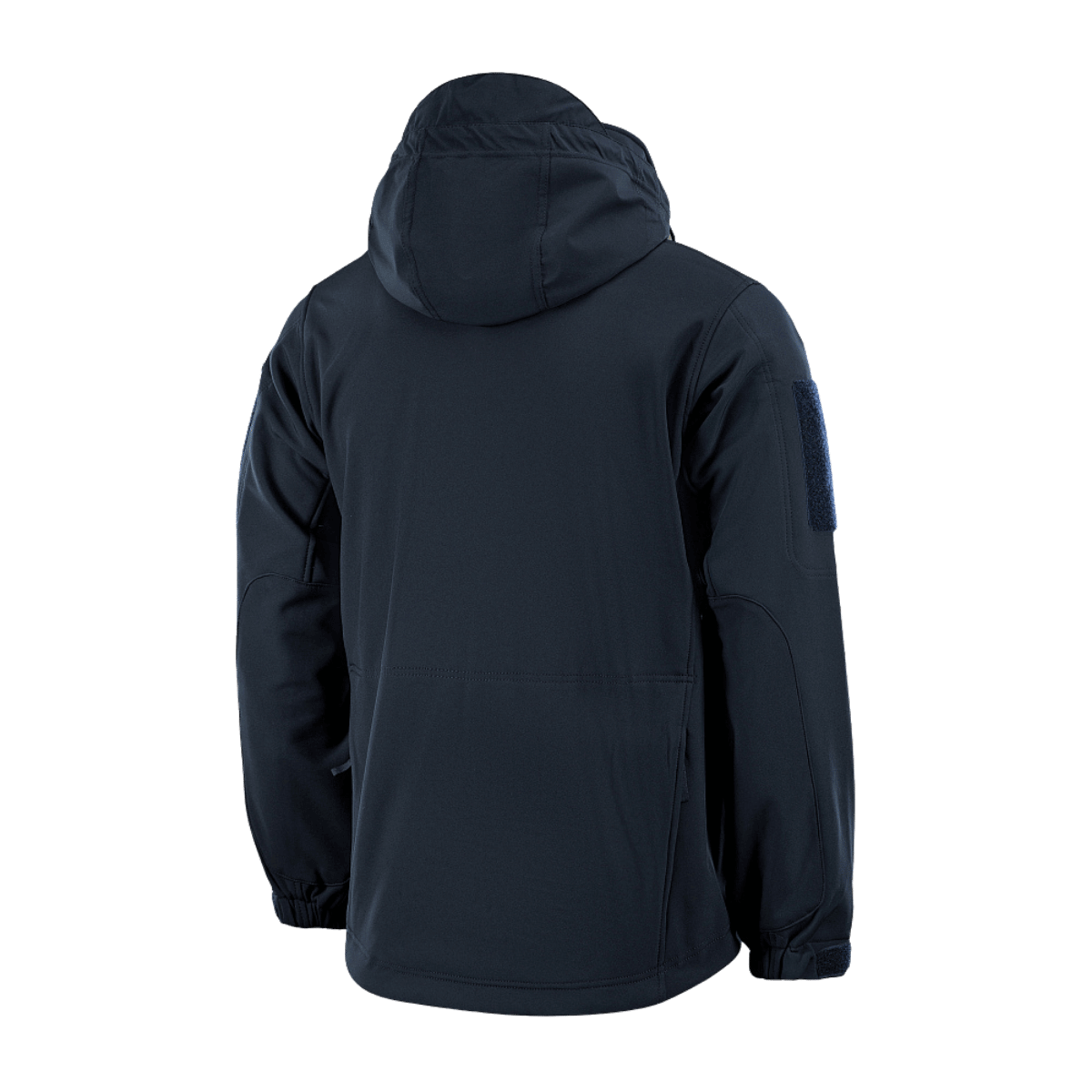 M-Tac Soft Shell Jakke med fleece og vandafvisende ydre, designet til beskyttelse mod dårligt vejr, set bagfra.
