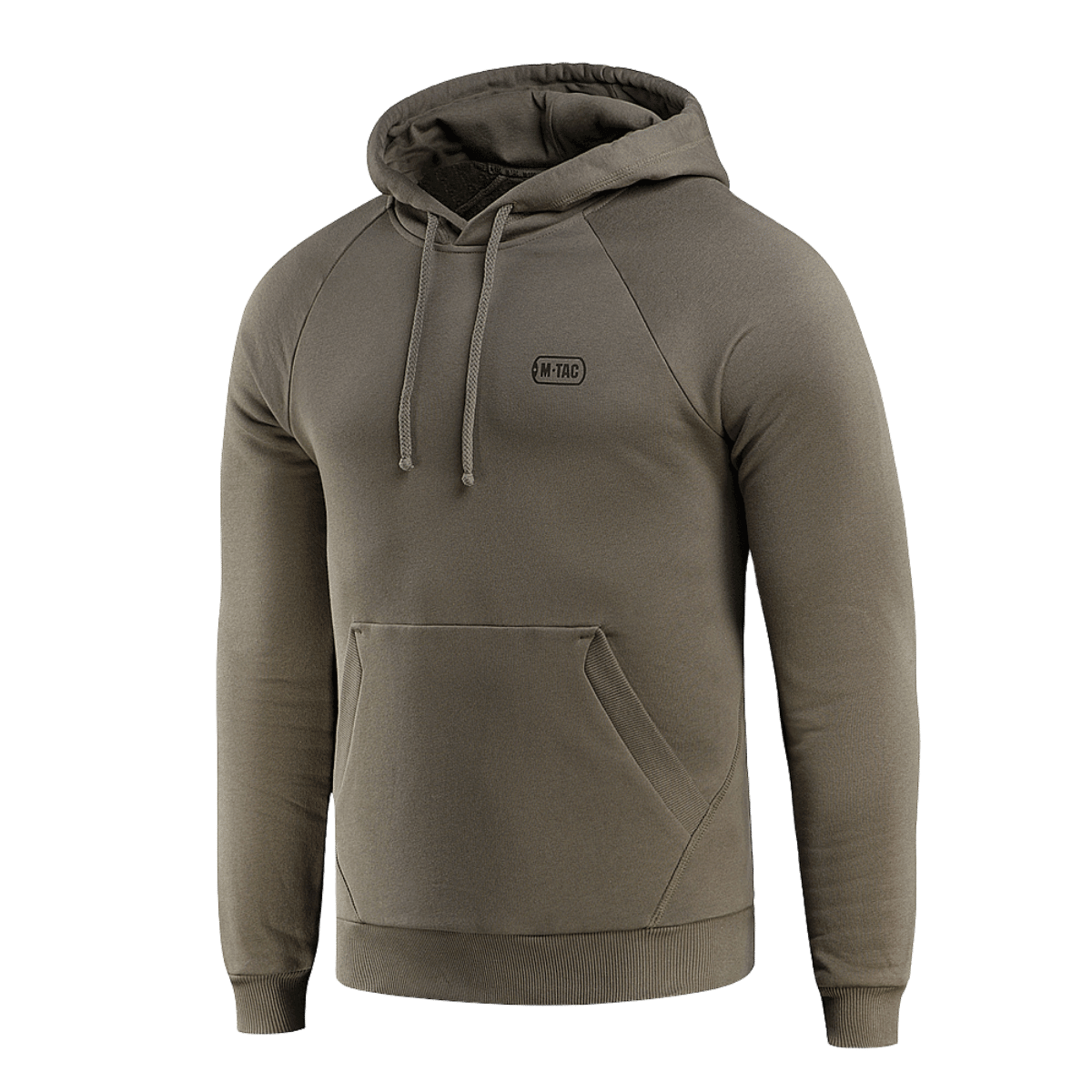 M-Tac Hættetrøje Cotton Raglan i olivengrøn, 100% bomuld, med raglanærmer og afslappet pasform, perfekt til hverdagsbrug.