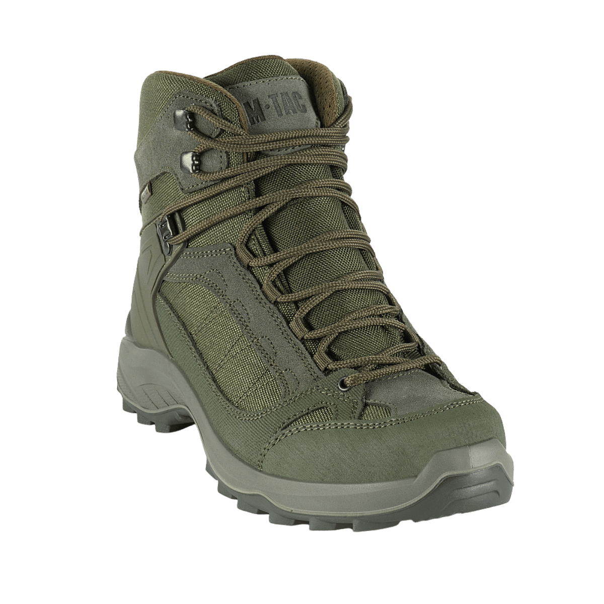 M-Tac Taktiske Sæsonstøvler til outdoor og trekking, lavet af læder og Cordura-stof for holdbarhed og komfort.