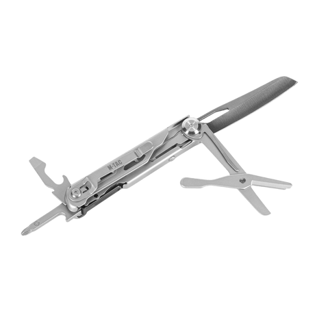 M-Tac Type 3 foldbar kniv (5-i-1) rustfritt stål, kompakt multikniv i rustfritt stål med knivblad, skrutrekkere, flaskeåpner og saks.
