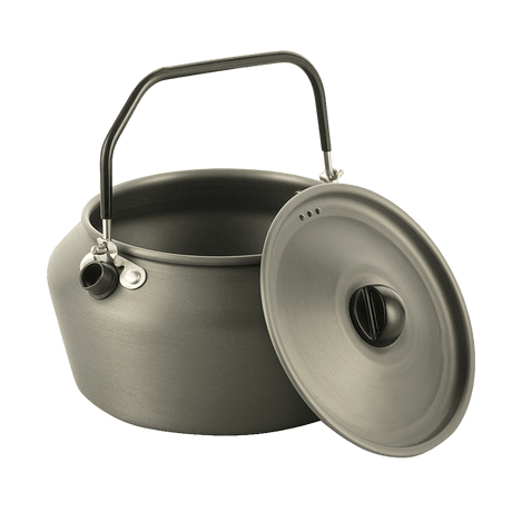 M-Tac kjele 1,2 L i anodisert aluminium med gummibelagt håndtak, perfekt for camping og utendørsaktiviteter. Lett og holdbar.