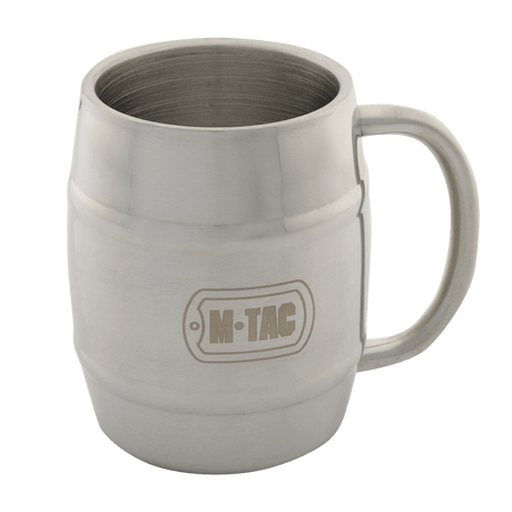 M-Tac termokrus til campingøl - rustfritt stål, holdbart og dobbeltvegget krus med kromfinish, 450 ml kapasitet for utendørs bruk.