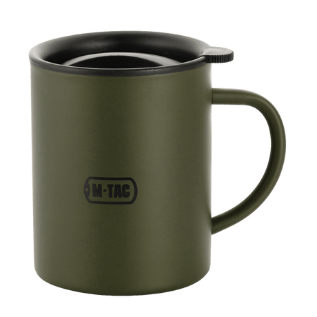 M-Tac termokrus 400 ml - rustfritt stål, solidt og allsidig krus ideelt for utendørs, jakt og militærbruk, holder drikkevarer varme eller kalde.