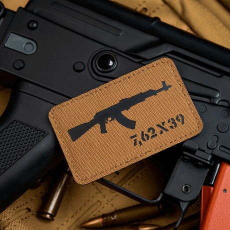 M-Tac AKM 7,62x39 Laser Cut-patch med Velcro for taktisk bekledning og utstyr, holdbart Cordura 500D-materiale, 80x50 mm.