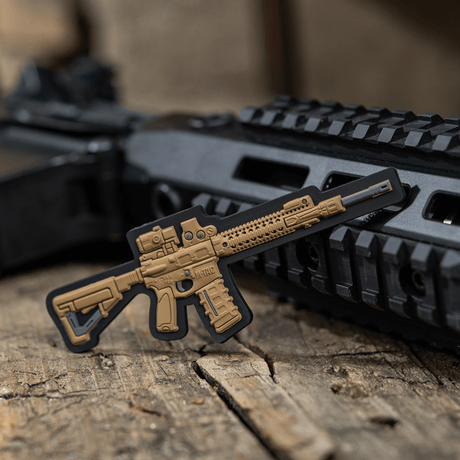 M-Tac AR-15 3D PVC-patch med Velcro-festning for taktisk bruk på klær og utstyr.