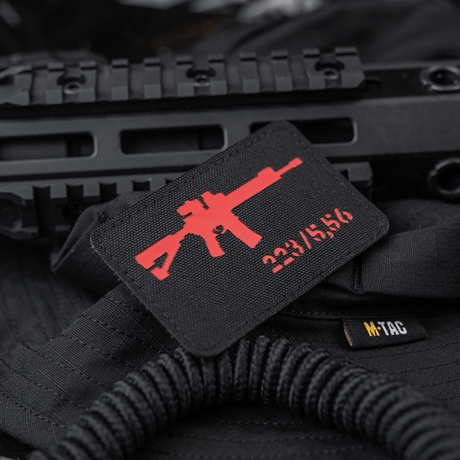 M-Tac AR-15 223/5,56 Laser Cut-patch med Velcro festet på taktisk utstyr, slitesterk patch for militær, airsoft og friluft.