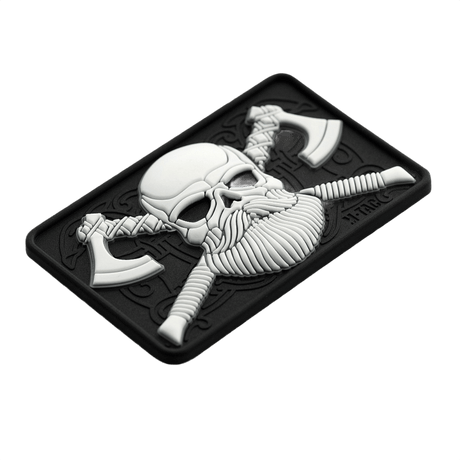 M-Tac Bearded Skull 3D PVC-patch med skjeggete kranium, Velcro-feste, taktisk bruk for militært og outdoor, 80x50 mm, slitesterk PVC.