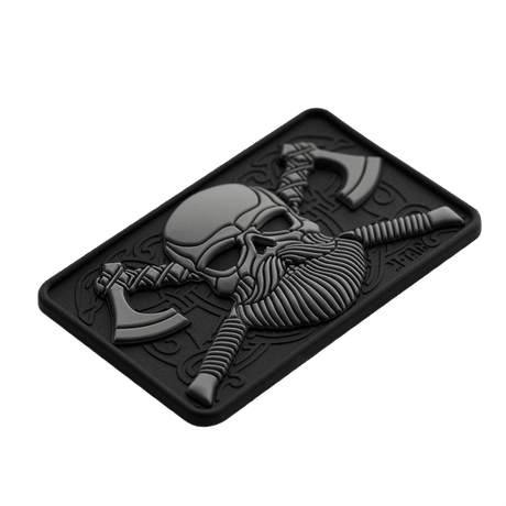 M-Tac Bearded Skull 3D PVC-patch i svart med skjeggete kranium-design, egnet for taktisk bruk og enkelt feste med Velcro-hook.