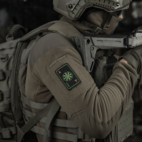 M-Tac Patch Kort Helm of Horror (broderi) på jakke, brodert Cordura 500D med Ægishjálmur vikingesymbol, for styrke og seier.