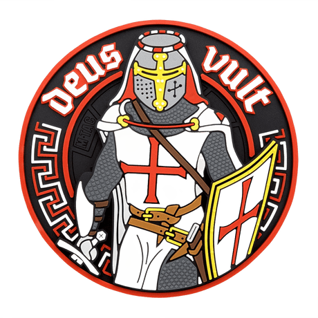 M-Tac Deus Vult 3D PVC-patch, taktisk moralepatch med 3D-design og Velcro, ideell for militær, airsoft og utendørsaktiviteter.
