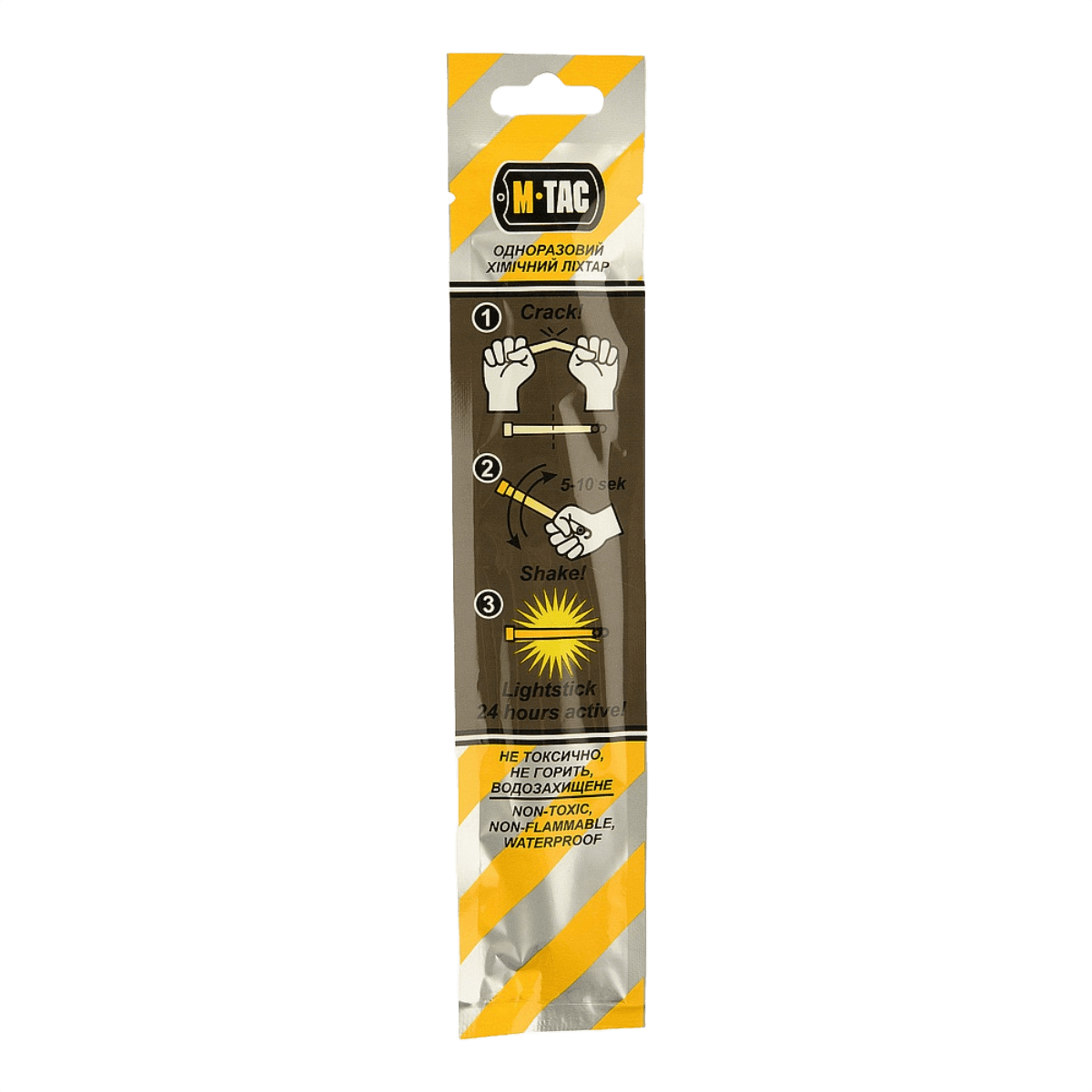 M-Tac Glow Stick 15 cm til nødbelysning, giftfri og brandsikker, op til 24 timers brug. Perfekt til mørke områder og signalering.