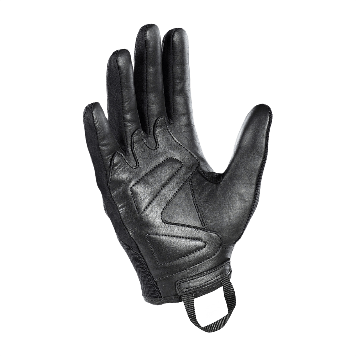 M-Tac Handsker Assault Tactical Mk.2 i sort læder med justerbar velcro og støddæmpende indlæg til forbedret beskyttelse.