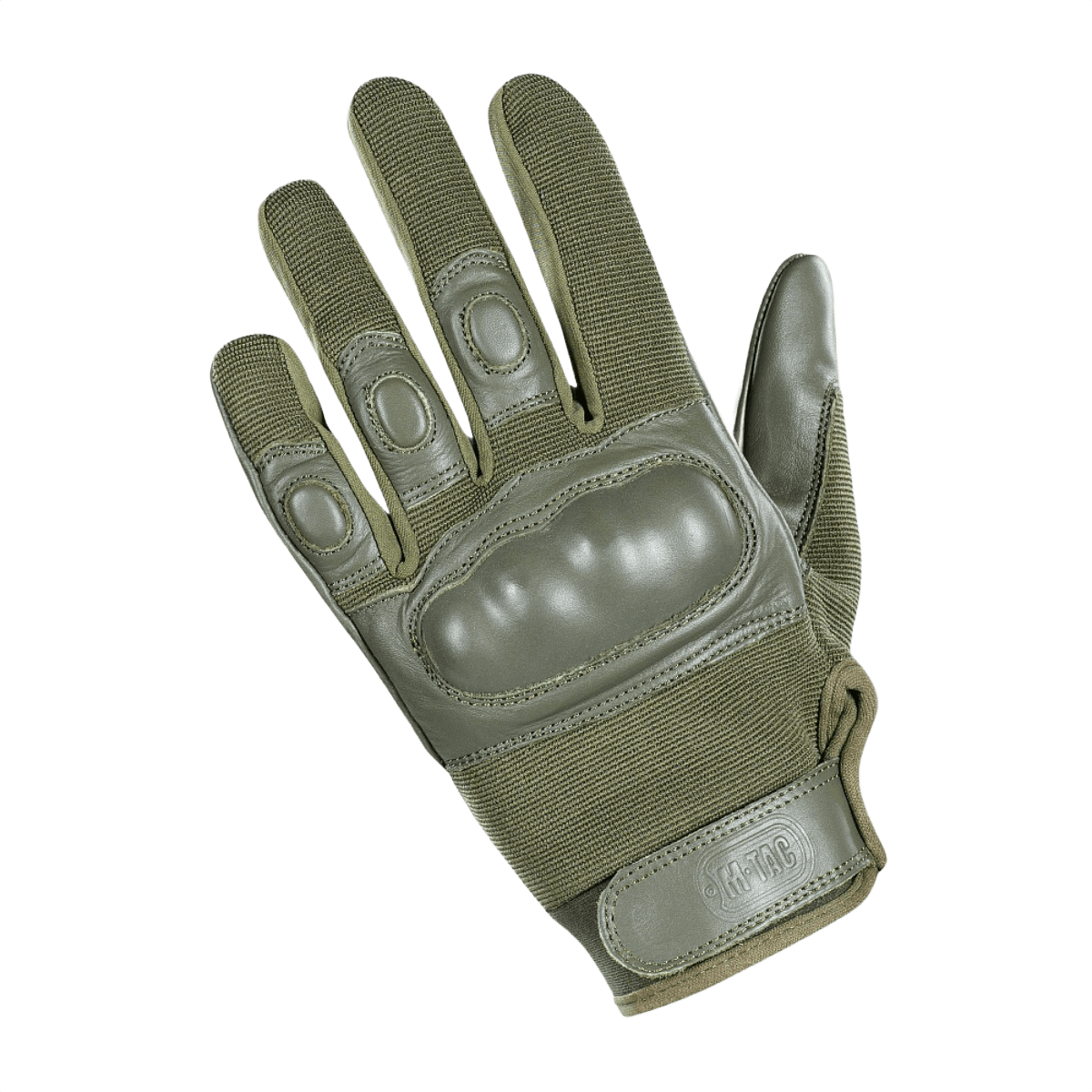 M-Tac Handsker Assault Tactical Mk.4 med læderforstærket håndflade og velcro, designet til våbenhåndtering og beskyttelse.