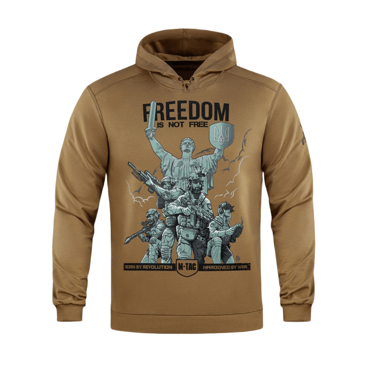 M-Tac Hoodie Freedom med militær tema og justerbar hætte, ideel til hverdagsbrug og friluftsliv. Komfortabel og slidstærk design
