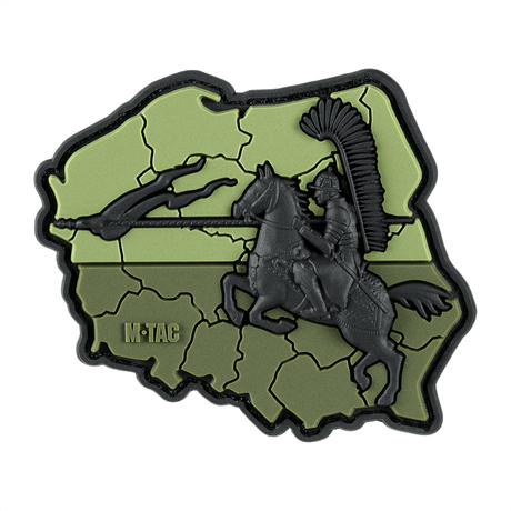M-Tac Patch Husaria 3D PVC morale patch med bevinget husar, Polens flagg, 70x80mm, PVC, velcro, 3D-effekt, mot og ridderlighet.