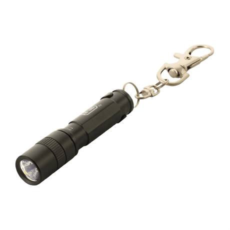 M-Tac Lommelykt K2 i kompakt design med nøkkelring, opptil 90 lumen, perfekt for EDC-kit, laget av aluminiumlegering, støt- og vannresistent.