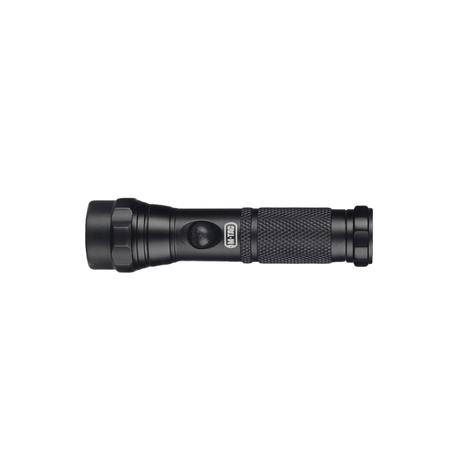 M-Tac lommelykt UX11 i svart aluminiumlegering, kompakt design med justerbar lyskjegle, 130 lumen LED-belysning. Ideell for fleksibel bruk