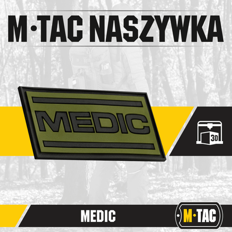 M-Tac Patch Medic PVC 3D taktisk patch i fleksibel PVC med 3D-effekt og Velcro for medisinsk personell, dimensjoner 70 x 35 mm.