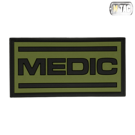 M-Tac Patch Medic PVC 3D taktil medisinsk patch i grønt med Velcro, fleksibelt PVC-materiale, dimensjoner 70x35 mm.