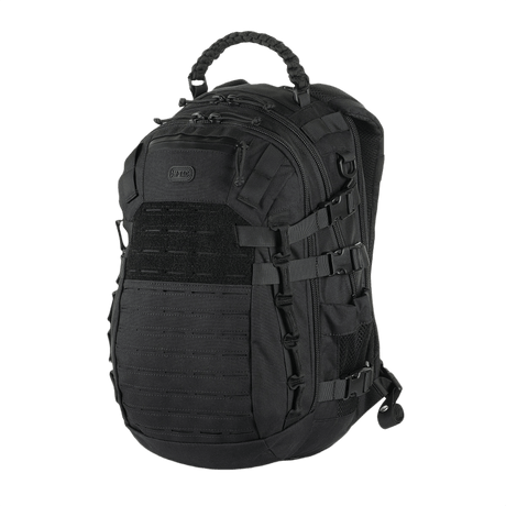 M-Tac Mission Pack ryggsekk med ergonomisk design og slitesterk nylon, ideell for jakt og friluft. Volum 25 L, MOLLE-system, svart farge.