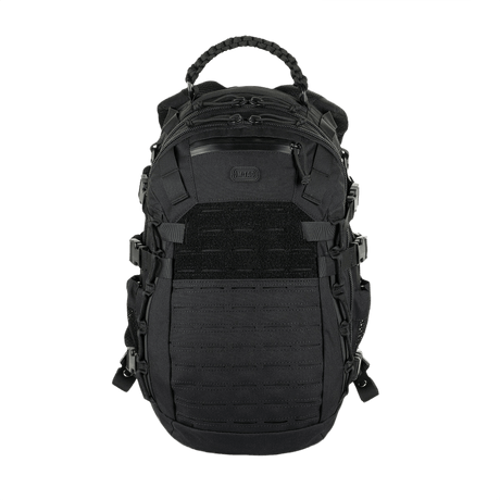 M-Tac Mission Pack ryggsekk i svart nylon med MOLLE-system. Egnet for taktisk bruk, jakt og reiser. Volum 25 L, 49x29x31 cm, 1800 g.