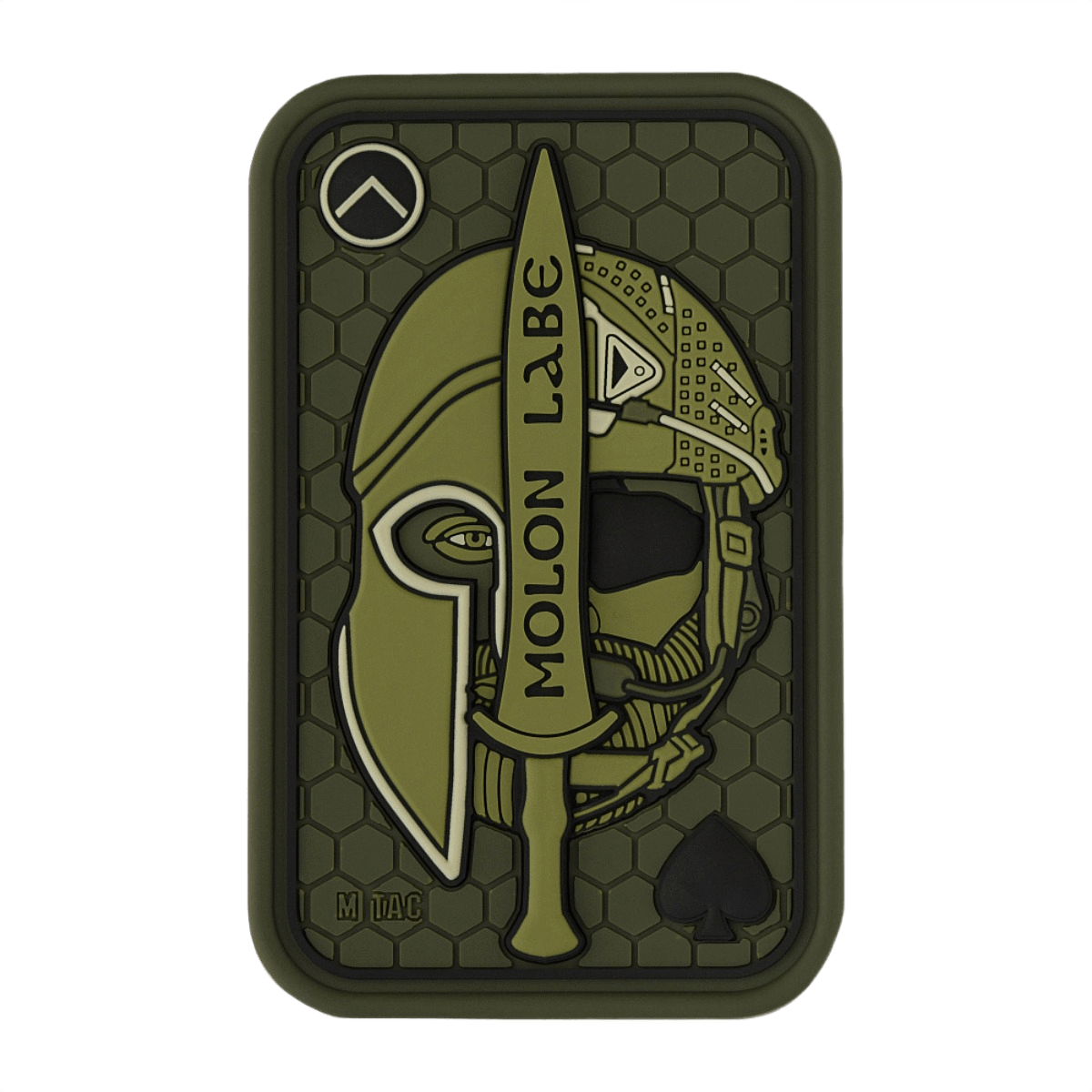 M-Tac Patch Molon Labe 3D PVC morale patch med gummi materiale, 3D-effekt og velcro, inspireret af 300 spartanerne, dimensioner 108x68 mm.