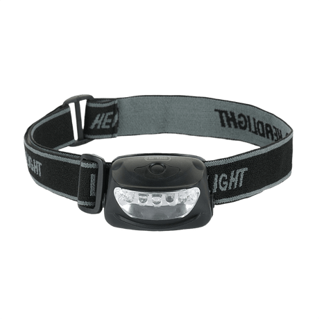 M-Tac Hodelykt 4+1 LED med elastisk hodebånd og tre lysfunksjoner, laget i plast. Vekt 33g uten batterier.