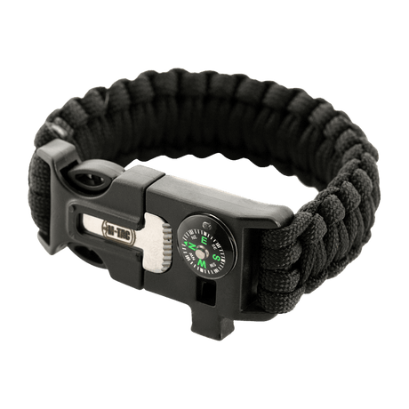 M-Tac Paracord armbånd med ildstarter, kompass og fløyte for friluftsliv og overlevelse.