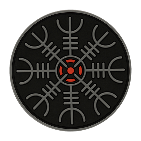 M-Tac Patch Egeshjelm 3D PVC med vikingsymbol Helm of Terror på svart bakgrunn, diameter 55 mm, gummi med 3D-effekt og Velcro for montering.