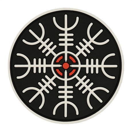 M-Tac Patch Egeshjelm 3D PVC med Helm of Terror symbol i svart, rød og hvit, gummi med Velcro, diameter 55 mm, for uniform eller veske.