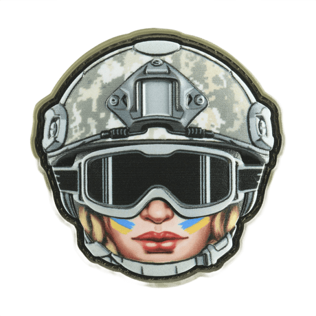M-Tac Patch Emoji #49 PVC morale patch med hjelm og 3D-effekt, Velcro-feste, ideell for klær og utstyr, morsomt og taktisk design.