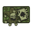 M-Tac Patch Joker Skull 3D PVC med joker og ess i dødskort-design, taktisk morale patch i PVC med Velcro, 78 x 55 mm.