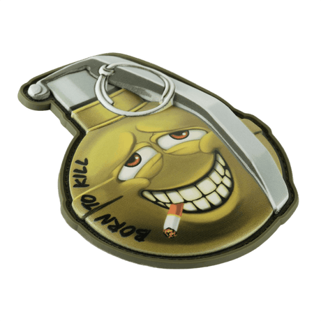 M-Tac Patch M67 Granat 3D PVC med "Born to Kill"-emoji, taktisk PVC-patch med Velcro. Størrelse: 8.8 x 6.8 cm, passer til utstyr.