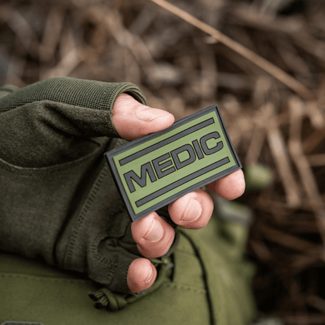 M-Tac Patch Medic PVC 3D taktisk patch for uniform eller veske med Velcro-feste, fleksibelt PVC, 70 x 35 mm.