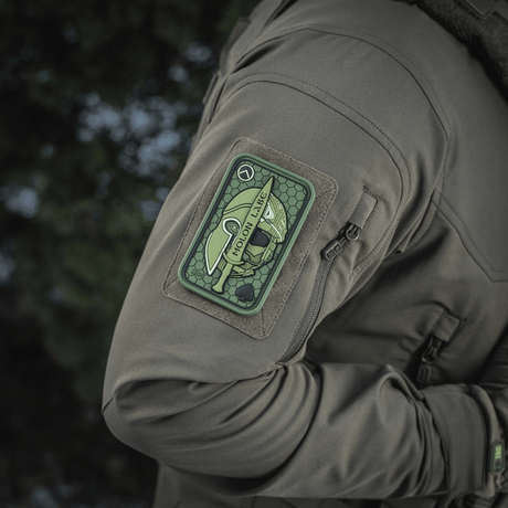 M-Tac Patch Molon Labe 3D PVC i gummi montert på jakke med Velcro, taktisk design inspirert av spartanere, størrelse 108 x 68 mm