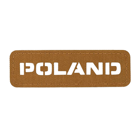 M‑Tac Patch Poland End-to-End 25x80 i holdbart Cordura 500D-materiale med velcro-feste og laserskåret design, 25x80 mm.