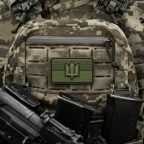 M-Tac patch Ukraine Flag med ZSU Trident PVC på militært utstyr, symboliserer ukrainsk stolthet og arv, laget av 3D PVC-materiale