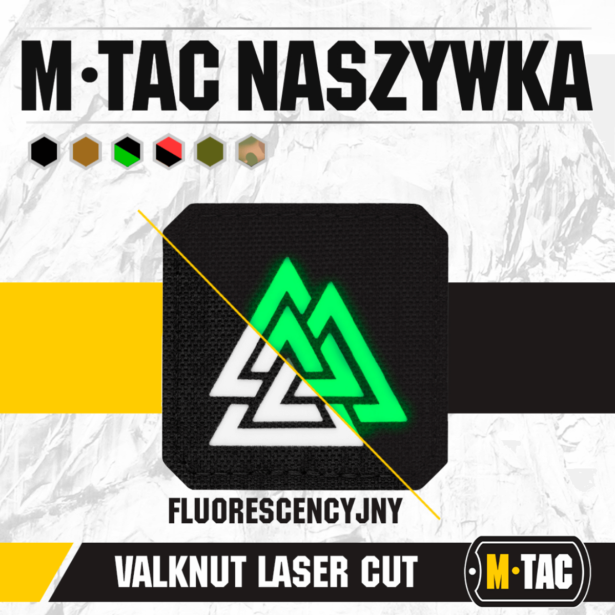 M-Tac Patch Valknut Laser Cut Odin symbol med grøn flurocerende design